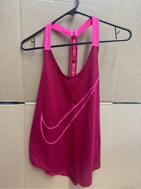 Nike Women's Burgundy Tank Top with Hot Pink Straps